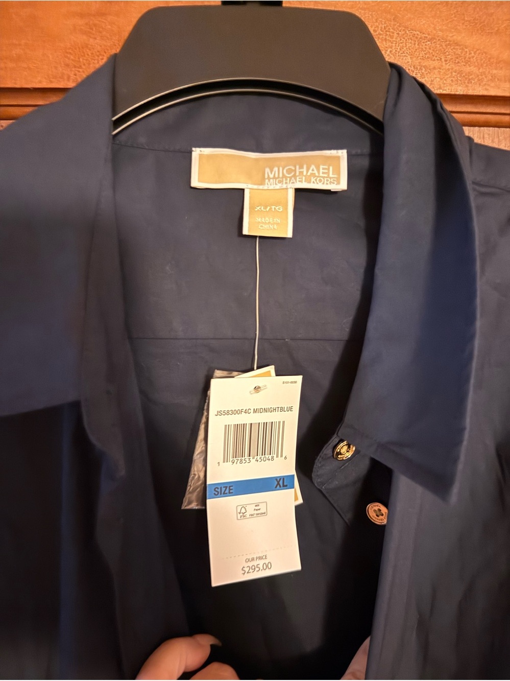 Michael Kors Navy Dress with Gold Zipper Details - Picture 5 of 9